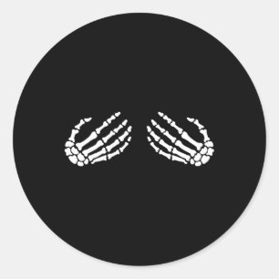 Fun Skeleton Hands Halloween Girls Skeleton Bra  Classic Round Sticker