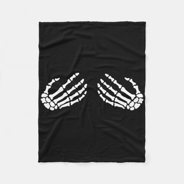 Fun Skeleton Hands Halloween Girls Skeleton Bra  Fleece Blanket (Front)