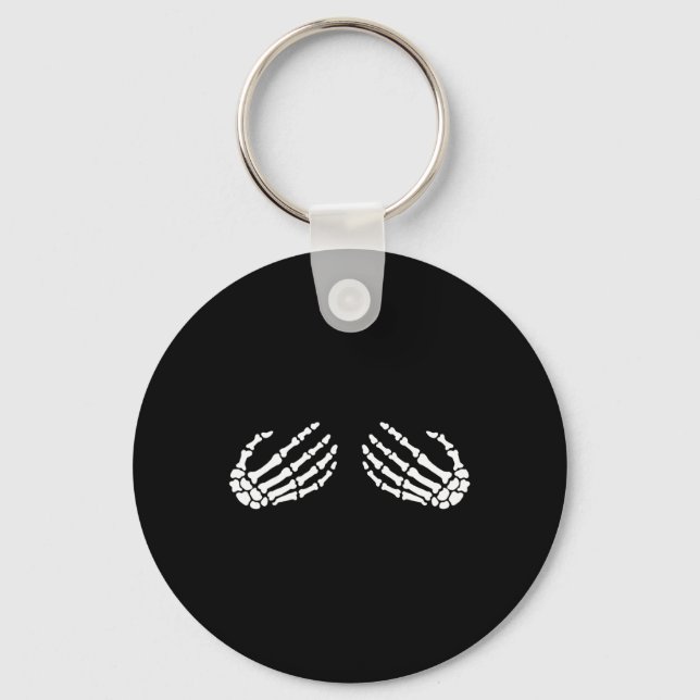 Fun Skeleton Hands Halloween GIRLS Skeleton Bra  Key Ring (Front)