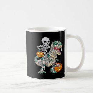 Fun Skeleton Riding Mummy Dinosaur T rex Halloween Coffee Mug