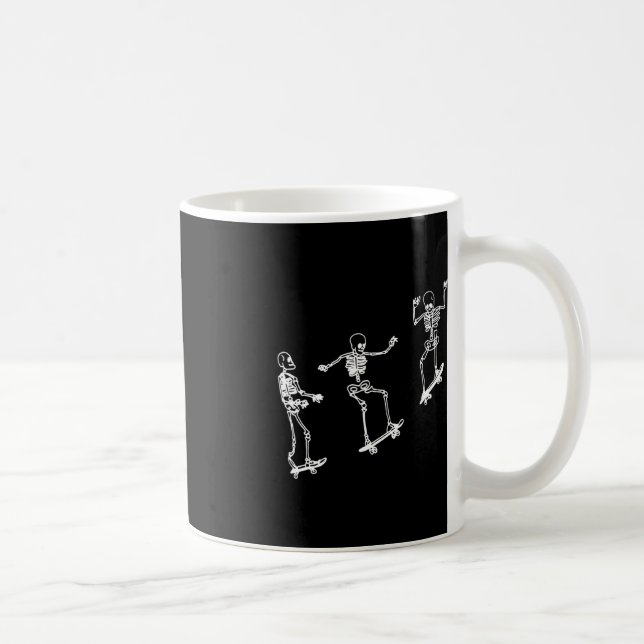Fun Skeleton Skateboard Halloween Skateboarding Sk Coffee Mug (Right)