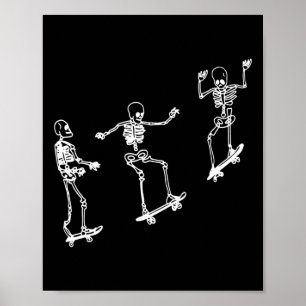 Fun Skeleton Skateboard Halloween Skateboarding Sk Poster
