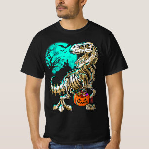 Fun Skeleton TRex Halloween Boys Dino Kids Fossil  T-Shirt