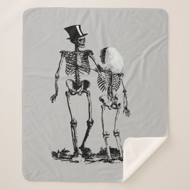 Fun Skeleton Wedding Couple  Sherpa Blanket (Front)