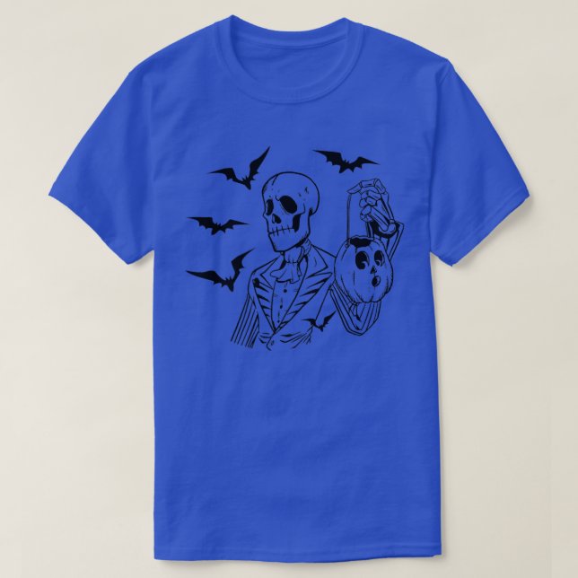 Fun Skeleton with JackOLantern and Bats Halloween  T-Shirt (Design Front)
