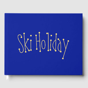 Fun "Ski Holiday" Centred Text On Bold Royal Blue Guest Book
