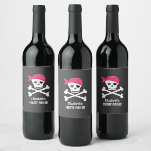 Fun Skull Crossbones Pirate Poison Personalised Wine Label