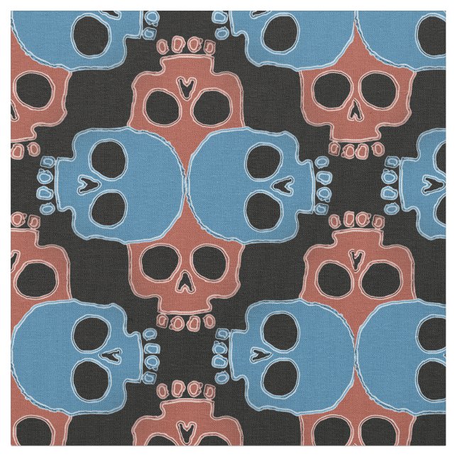Fun Skull Jigsaw Fabric (Close Up)