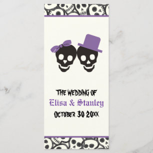 Fun skulls Halloween purple wedding program