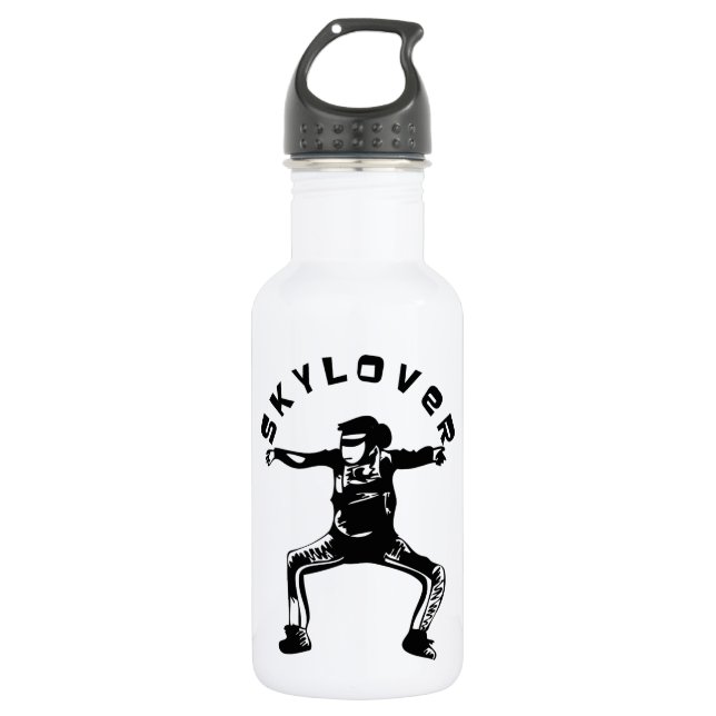 Fun Skylover Skydiver in Sit Fly Design 532 Ml Water Bottle (Front)