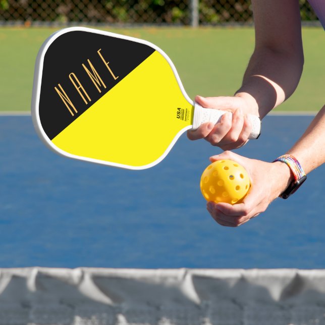 Fun Sleek Black Diagonal Colour Block Optional Tex Pickleball Paddle (Insitu)