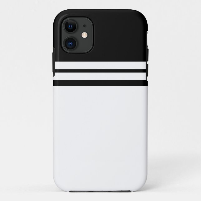 Fun Sleek Black White Colour Block Racing Stripes Case-Mate iPhone Case (Back)