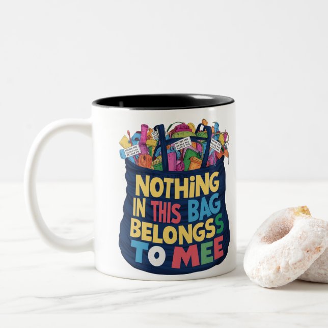 fun slogan Two-Tone coffee mug (With Donut)