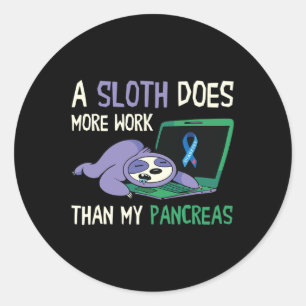 Fun Sloth Pancreas Diabetes Awareness Insulin Diab Classic Round Sticker