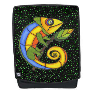 Fun Smiling Bright Bold Colourful Abstract Lizard Backpack