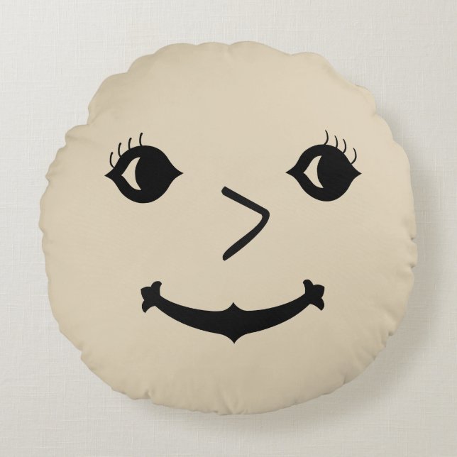 Fun Smiling Lady Face Reversible Round Cushion (Front)