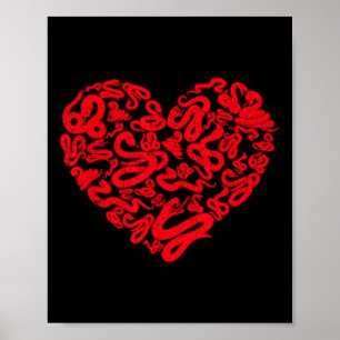 Fun Snake Lover Valentine's Day Heart Couple Snake Poster