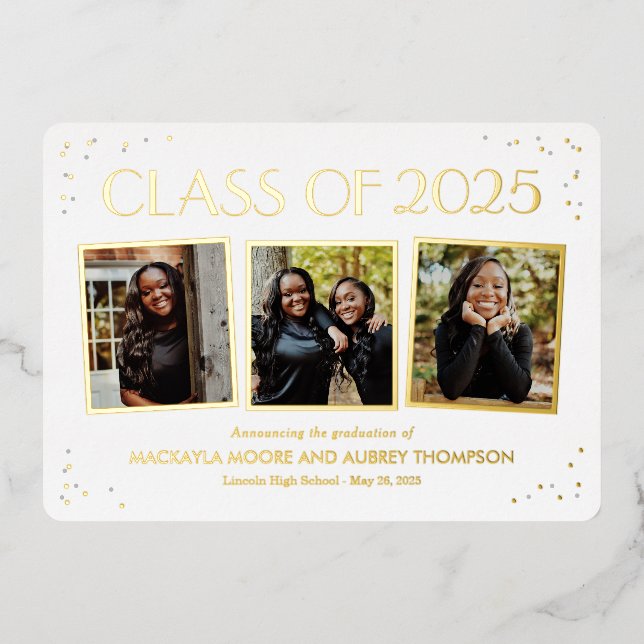 Fun Snapshots Foil Graduation Photo Invitation (Front)