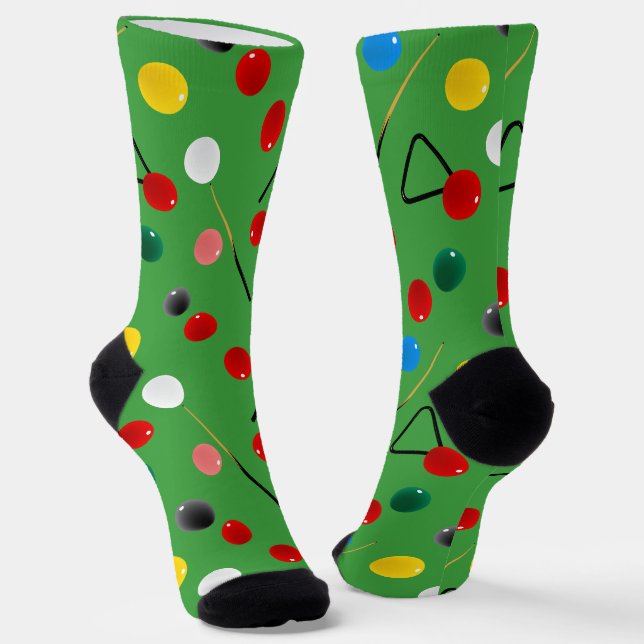 Fun Snooker Player Cues, Balls and Triangles Socks (Angled)