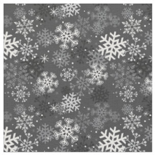 Fun Snowflake Print Fabric, Grey Fabric