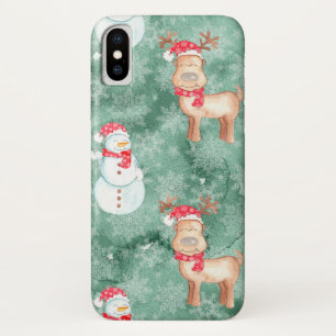 Fun Snowman and Reindeer Christmas iPhone Case