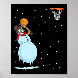 Fun Snowman Basketball Christmas  Poster