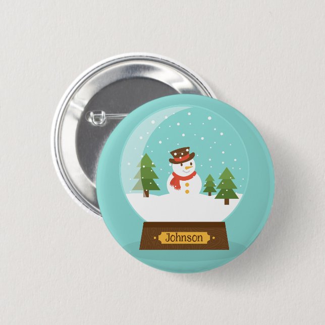 FUN! Snowman Button - Personalised -Add Name (Front & Back)