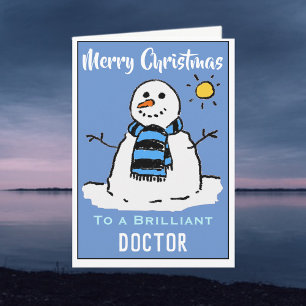 Fun Snowman Christmas Card for a Doctor