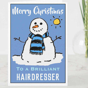 Fun Snowman Christmas Card for a Hairdresser
