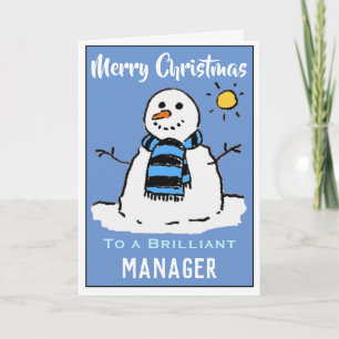 Fun Snowman Christmas Card for a Manager