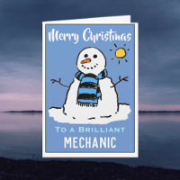 Fun Snowman Christmas Card for a Mechanic