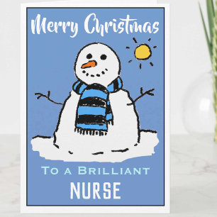 Fun Snowman Christmas Card for a Nurse