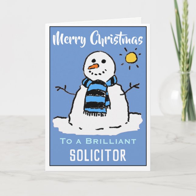 Fun Snowman Christmas Card for a Solicitor (Front)