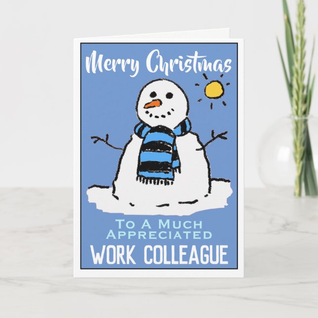 Fun Snowman Christmas Card for a Work Colleague (Front)