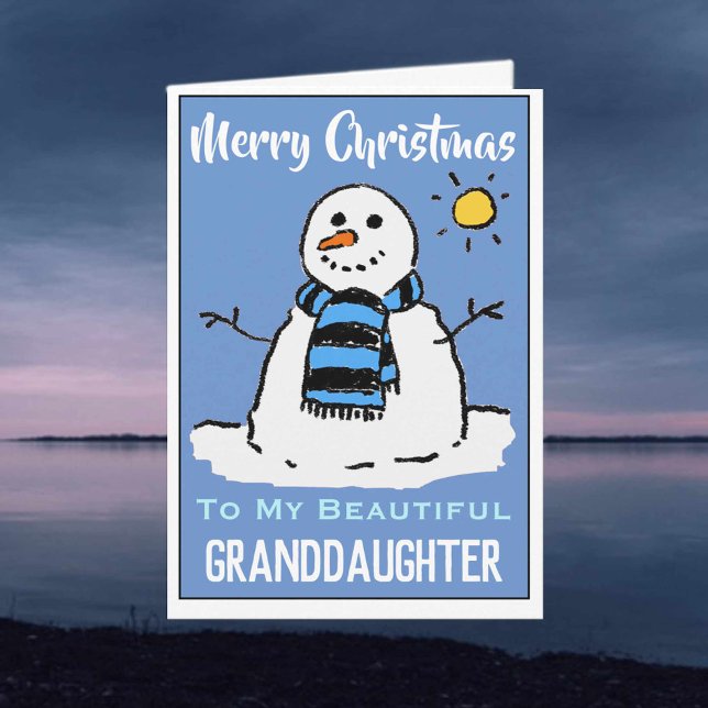 Fun Snowman Christmas Card For Granddaughter (Creator Uploaded)