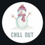 Fun Snowman Christmas Classic Round Sticker<br><div class="desc">Cute snowman Christmas stickers customisable to your specifics.</div>