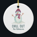 Fun Snowman Christmas Family Photo Ceramic Ornament<br><div class="desc">Cute snowman Christmas holiday season ornament customisable to your specifics.</div>