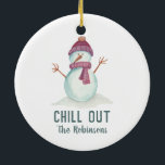 Fun Snowman Christmas Family Photo Ceramic Ornament<br><div class="desc">Cute snowman Christmas holiday season ornament customisable to your specifics.</div>