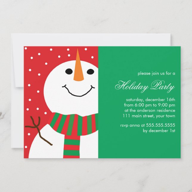 Fun Snowman Christmas Party Invitation (Front)