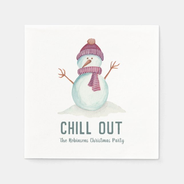 Fun Snowman Christmas Party Napkin (Front)