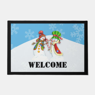 Fun Snowman Christmas Welcome Door Mat
