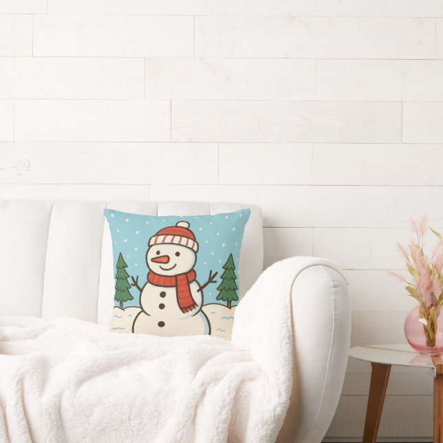 Fun Snowman Cute Christmas Cushion (Couch)
