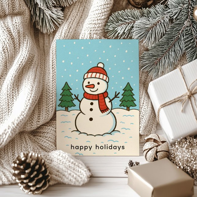 Fun Snowman Cute Christmas Holiday Card (Creator Uploaded)
