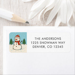 Fun Snowman Cute Christmas Return Address Label