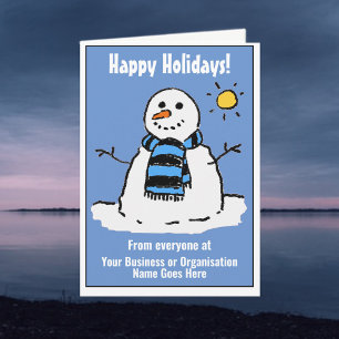 Fun Snowman Happy Holidays Card with QR Code
