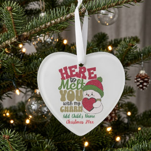 Fun Snowman Holiday Accent Personalise Ornament