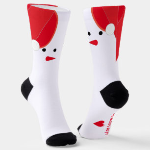 Fun Snowman Name Cute Cosy Red Snowy Heart  Socks