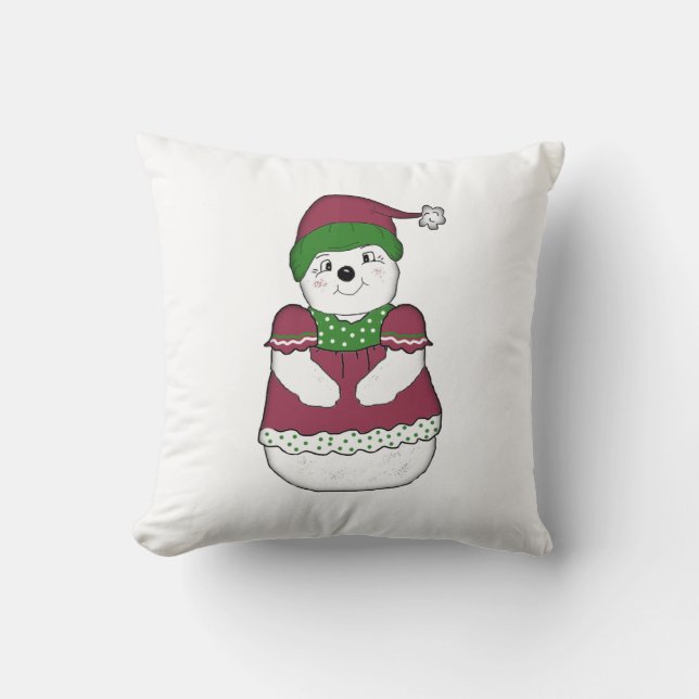 Fun Snowman Throw Pillow (Front)