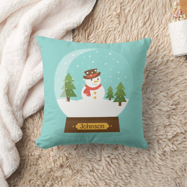 FUN!  Snowman Throw Pillow -Personalised-Add Name (Blanket)