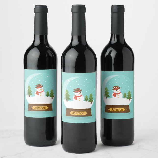 FUN!  Snowman Wine Labels- Personalised -Add Name Wine Label (Bottles)